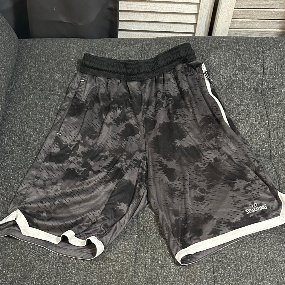 Spalding Men's Black and Gray Athletic Shorts